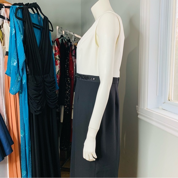 Formal Full Length Dress Gown Black White Beaded New 250$ 8 us Medium - Picture 6 of 11